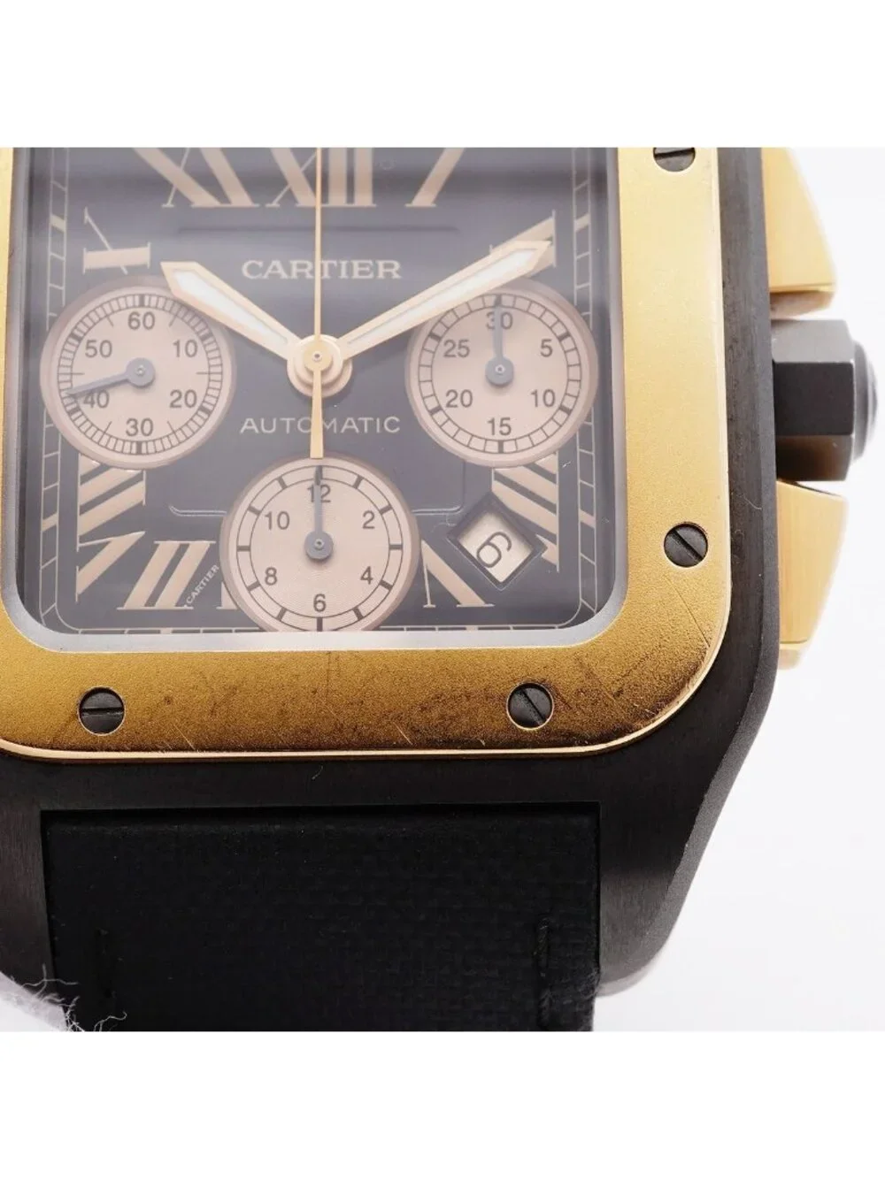 Cartier Santos 100 XL Chronograph Black Dial Watch